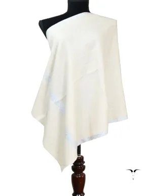 white embroidery pashmina stole 8444